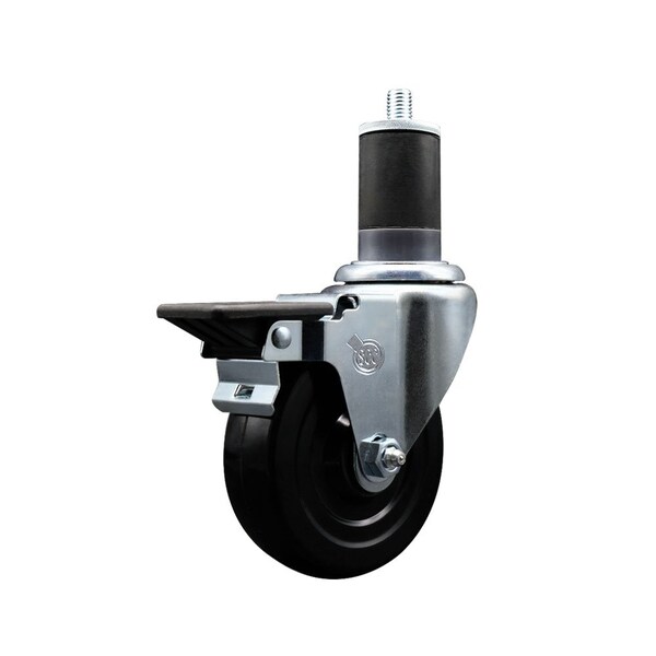 4'' Soft Rubber Swivel 1-5/8'' Expanding Stem Caster with Brake